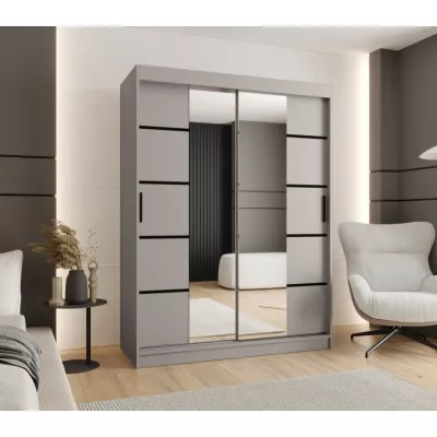 Široká šatní skříň s posuvnými dveřmi 150 cm CASANDRA - kašmír / černá