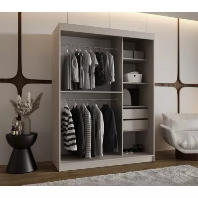 Široká šatní skříň s posuvnými dveřmi 150 cm CASANDRA - kašmír / černá