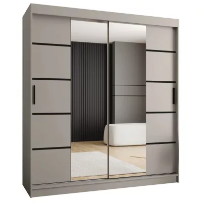 Široká šatní skříň s posuvnými dveřmi 180 cm CASANDRA - kašmír / černá