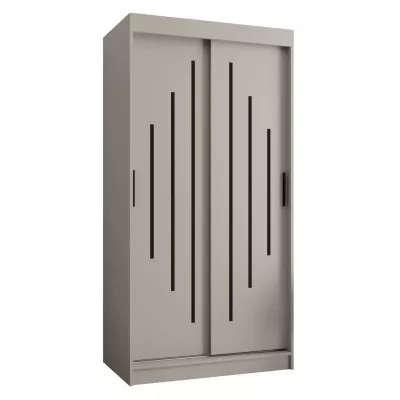 Šatní skříň 100 cm CASANDRA s posuvnými dveřmi - kašmír / černá