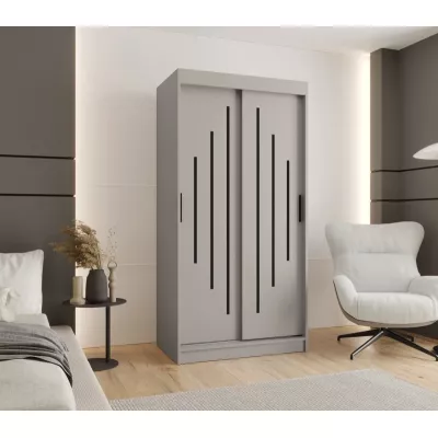 Šatní skříň 100 cm CASANDRA s posuvnými dveřmi - kašmír / černá