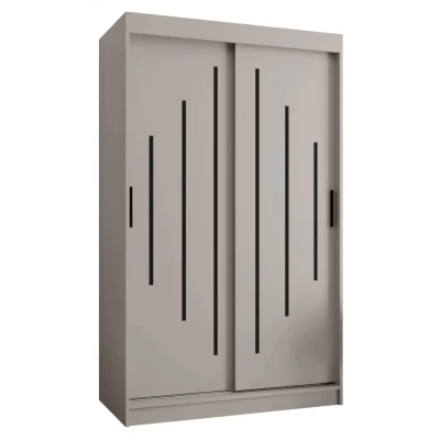 Šatní skříň 120 cm CASANDRA s posuvnými dveřmi - kašmír / černá