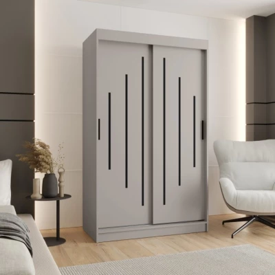 Šatní skříň 120 cm CASANDRA s posuvnými dveřmi - kašmír / černá