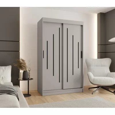 Šatní skříň 120 cm CASANDRA s posuvnými dveřmi - kašmír / černá