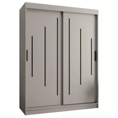 Šatní skříň 150 cm CASANDRA s posuvnými dveřmi - kašmír / černá