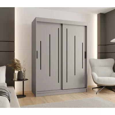 Šatní skříň 150 cm CASANDRA s posuvnými dveřmi - kašmír / černá