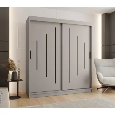 Šatní skříň 180 cm CASANDRA s posuvnými dveřmi - kašmír / černá