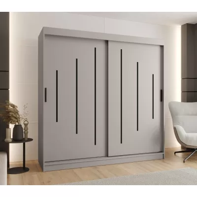 Šatní skříň 200 cm CASANDRA s posuvnými dveřmi - kašmír / černá