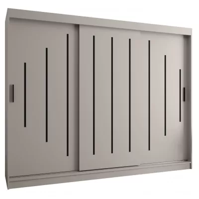 Šatní skříň 250 cm CASANDRA s posuvnými dveřmi - kašmír / černá