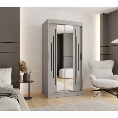 Šatní skříň 100 cm CASANDRA se zrcadlem - kašmír / černá