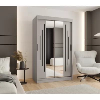 Šatní skříň 120 cm CASANDRA se zrcadlem - kašmír / černá