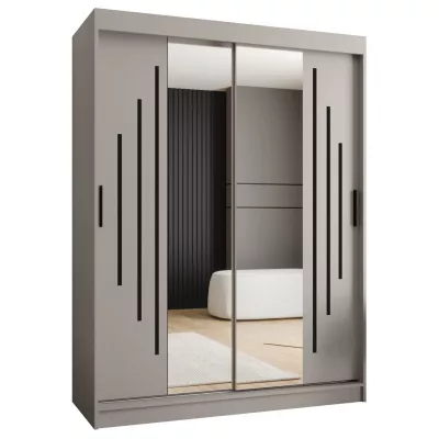 Šatní skříň 150 cm CASANDRA se zrcadlem - kašmír / černá