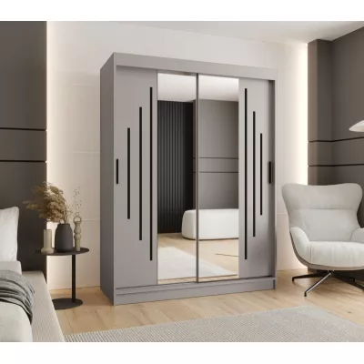 Šatní skříň 150 cm CASANDRA se zrcadlem - kašmír / černá