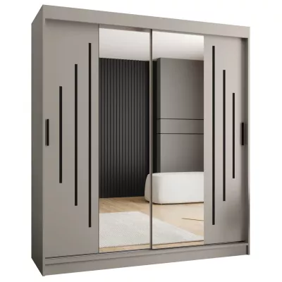 Šatní skříň 180 cm CASANDRA se zrcadlem - kašmír / černá