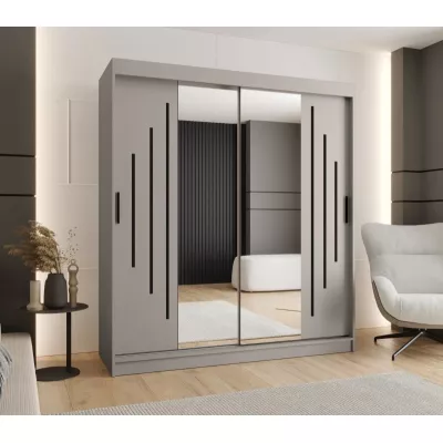 Šatní skříň 180 cm CASANDRA se zrcadlem - kašmír / černá