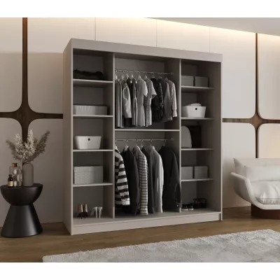 Šatní skříň 180 cm CASANDRA se zrcadlem - kašmír / černá