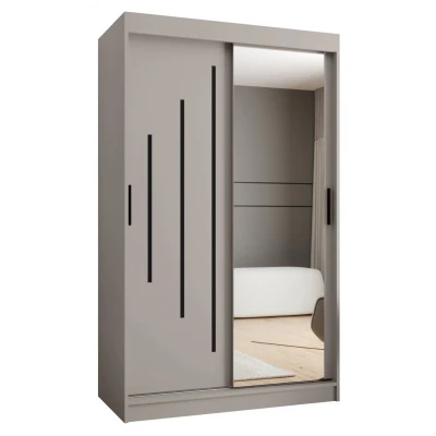 Zrcadlová šatní skříň 120 cm CASANDRA - kašmír / černá