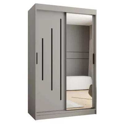 Zrcadlová šatní skříň 120 cm CASANDRA - kašmír / černá