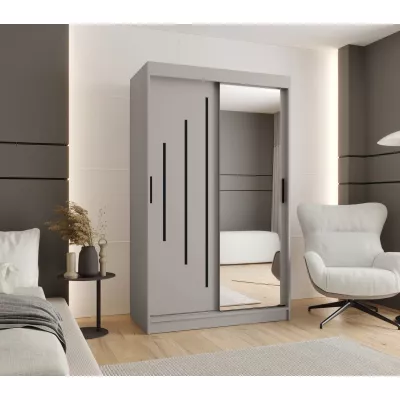 Zrcadlová šatní skříň 120 cm CASANDRA - kašmír / černá