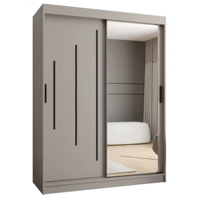 Zrcadlová šatní skříň 150 cm CASANDRA - kašmír / černá