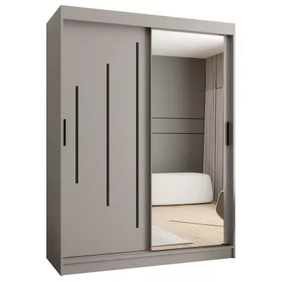 Zrcadlová šatní skříň 150 cm CASANDRA - kašmír / černá