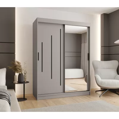 Zrcadlová šatní skříň 150 cm CASANDRA - kašmír / černá