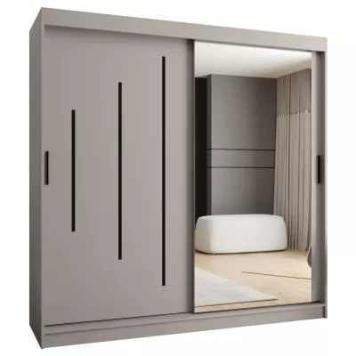 Zrcadlová šatní skříň 200 cm CASANDRA - kašmír / černá