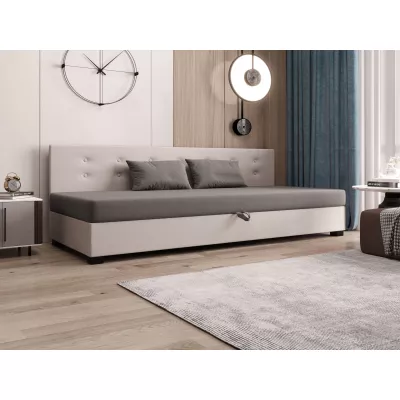 Jednolůžková postel 80x195 AJKA BIZ 2 - světle šedá / ecru