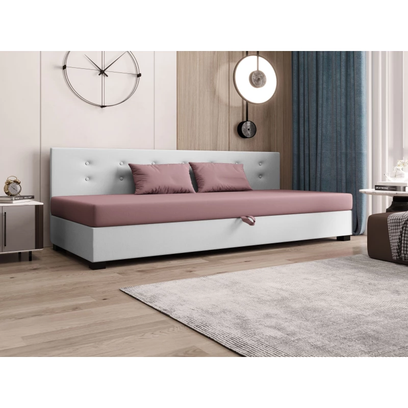 Jednolůžková postel 110x195 AJKA BIZ 2 - růžová / bílá