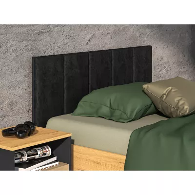 VÝPRODEJ - Jednolůžková postel 120x200 SABEL s úložným prostorem - černá / dub craft zlatý