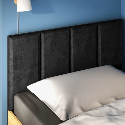 VÝPRODEJ - Jednolůžková postel 90x200 SABEL s úložným prostorem - černá / dub craft zlatý