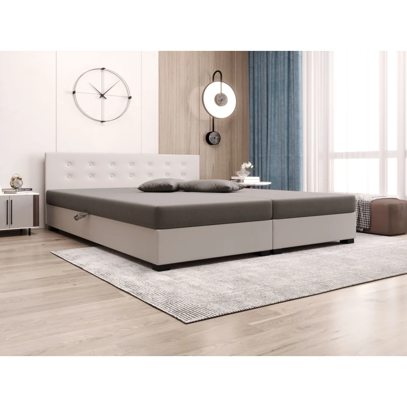 Manželská postel 160x200 AJKA DOUBLE 1 - světle šedá / ecru