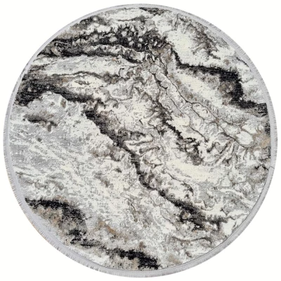 VÝPRODEJ - Kulatý koberec 80 cm STEFANO - šedý / černý
