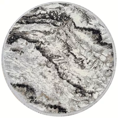 VÝPRODEJ - Kulatý koberec 80 cm STEFANO - šedý / černý