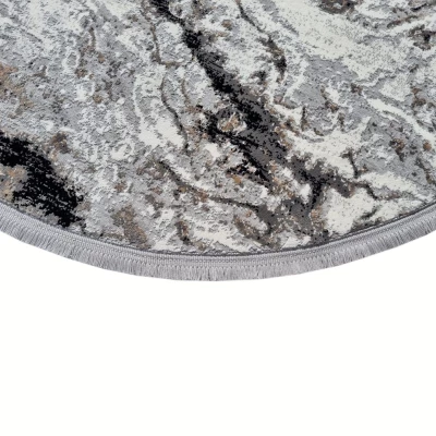 VÝPRODEJ - Kulatý koberec 80 cm STEFANO - šedý / černý