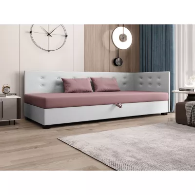 Jednolůžková postel 80x195 AJKA PLUS 1 - růžová / bílá