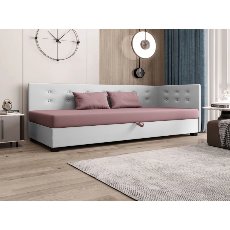 Jednolůžková postel 100x195 AJKA PLUS 1 - růžová / bílá