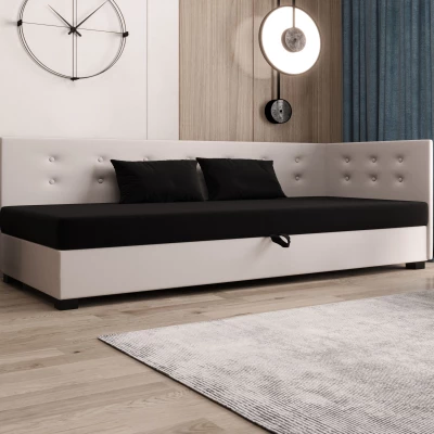 Jednolůžková postel 90x195 AJKA PLUS 2 - černá / ecru