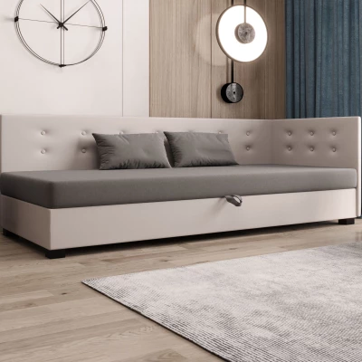 Jednolůžková postel 90x195 AJKA PLUS 2 - světle šedá / ecru