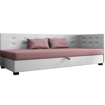 Jednolůžková postel 100x195 AJKA PLUS 2 - růžová / bílá