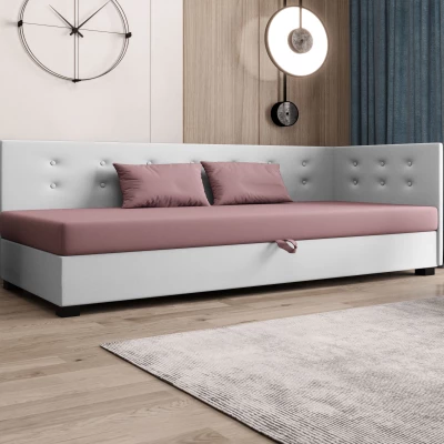 Jednolůžková postel 100x195 AJKA PLUS 2 - růžová / bílá