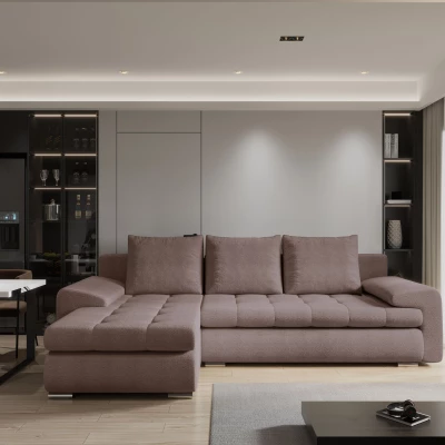 Rozkládací sedací souprava BIBIANA 2 - tmavě růžová, levý roh