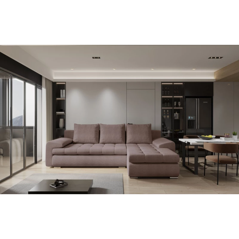 Rozkládací sedací souprava BIBIANA 2 - tmavě růžová, pravý roh