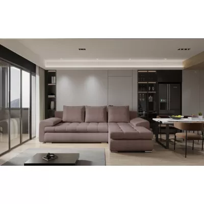 Rozkládací sedací souprava BIBIANA 2 - tmavě růžová, pravý roh