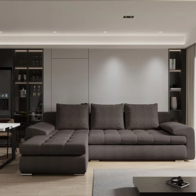 Rozkládací sedací souprava BIBIANA 2 - tmavě hnědá, levý roh