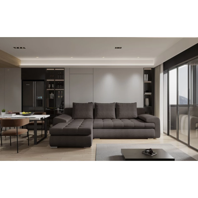 Rozkládací sedací souprava BIBIANA 2 - tmavě hnědá, levý roh