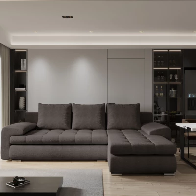 Rozkládací sedací souprava BIBIANA 2 - tmavě hnědá, pravý roh