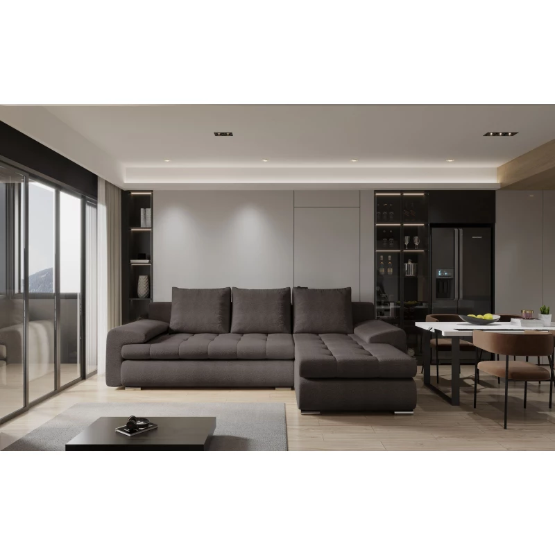 Rozkládací sedací souprava BIBIANA 2 - tmavě hnědá, pravý roh