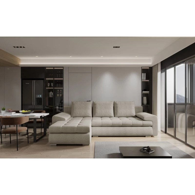 Rozkládací sedací souprava BIBIANA 2 - béžová, levý roh