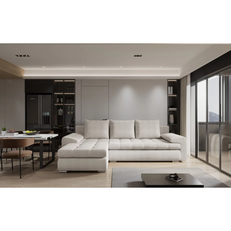 Rozkládací sedací souprava BIBIANA 2 - krémová, levý roh